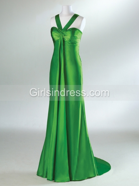 Gorgeous Halter Satin Sweeping Train Mermaid Prom Dress