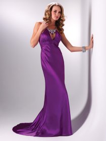 Gorgeous Jewel Beaded Satin Sheath/Column Prom Dress