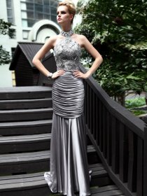 Graceful Column/Sheath Sleeveless Appliques Silk-like Satin Evening/Prom Dress Graceful Column/Sheath Sleeveless Appliques Silk-like Satin Evening/Prom Dress