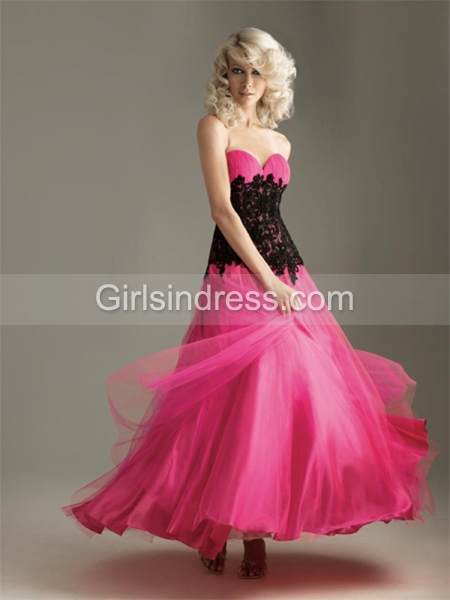 Tulle & Satin Sweetheart Strapless Prom Dress