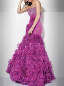 Satin Strapsless Sheath/Column Beading Falbala Evening Dress Satin Strapsless Sheath/Column Beading Falbala Evening Dress