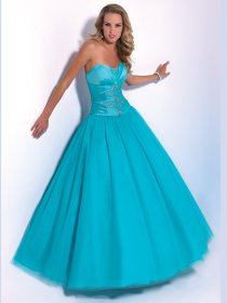 Ball Gown Sweetheart Beaded Tulle & Satin Engagement Dress Ball Gown Sweetheart Beaded Tulle & Satin Engagement Dress