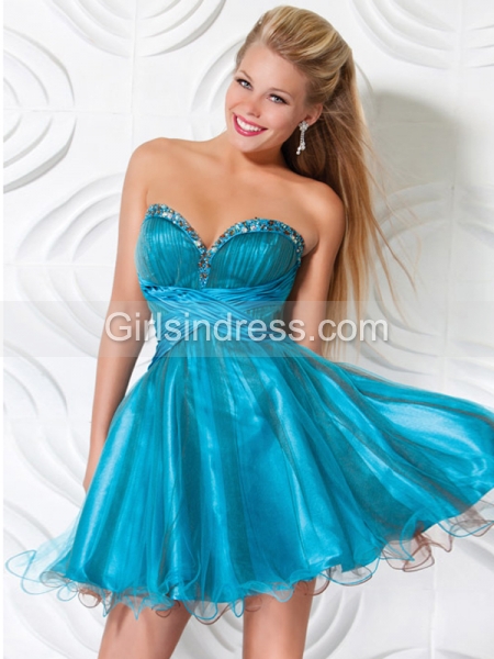 Ball Gown Sweetheart Beading Organza Homecoming Dress
