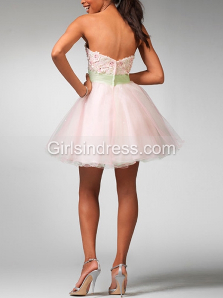 Bonnie A-line Embroidery Strapless Sweetheart Organza Graduation Dress
