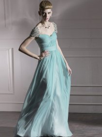Elegant Sweetheart Beaded Cape Sleeve Chiffon Prom Dress Elegant Sweetheart Beaded Cape Sleeve Chiffon Prom Dress