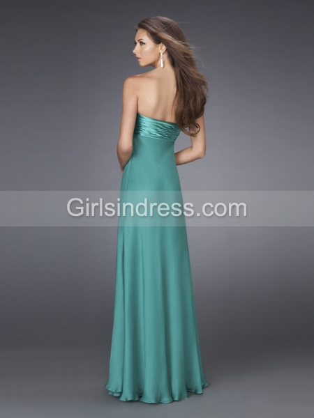 Elegant V-neck Strapless A-line Satin Prom Dress