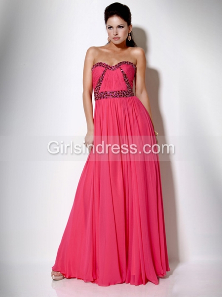 Gorgeous A-line Sweetheart Beading Chiffon Evening Dress