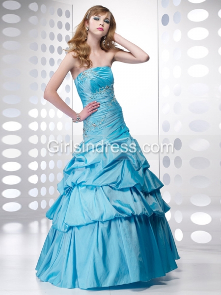Sheath Strapless Beading Satin Prom Dress