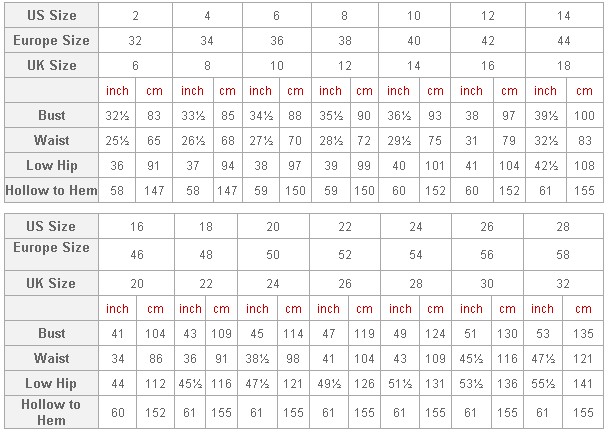 Size Chart Size Chart
